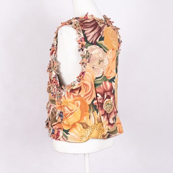 Women's Handmade OAK Art Vest Floral Cottage Fairy Colorful Sunflower SMALL Boho - Picture 4 of 5